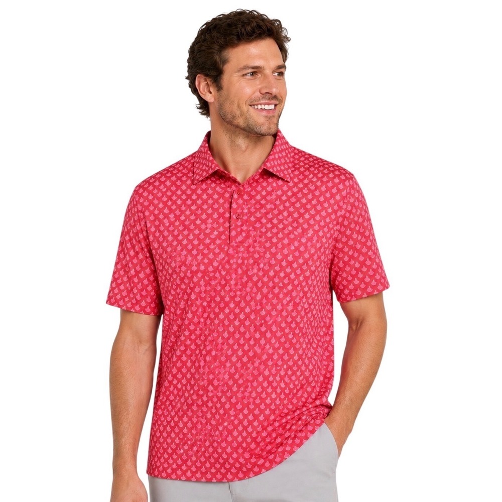 NWT Bogey Bros Golf Polo Men's Medium Pink Middle Finger Novelty Shirt